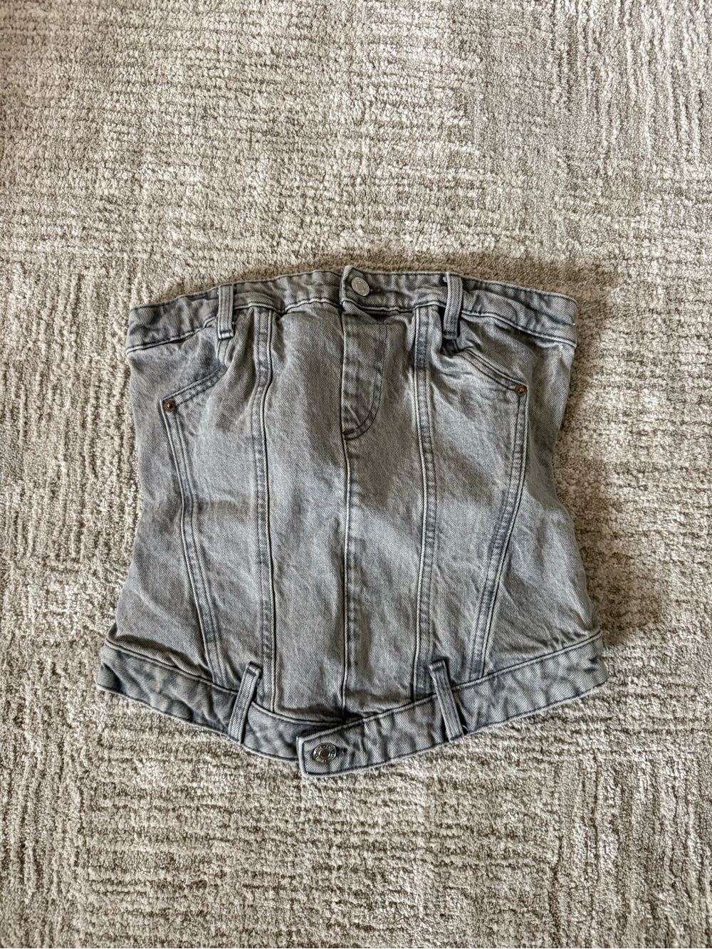 Zara Gray Denim Corset Tank Top